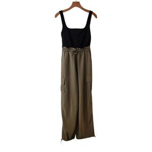 Derek Heart Jumpsuit Army Green/ Black Wide Leg Modern Jumpsuit Size Small
